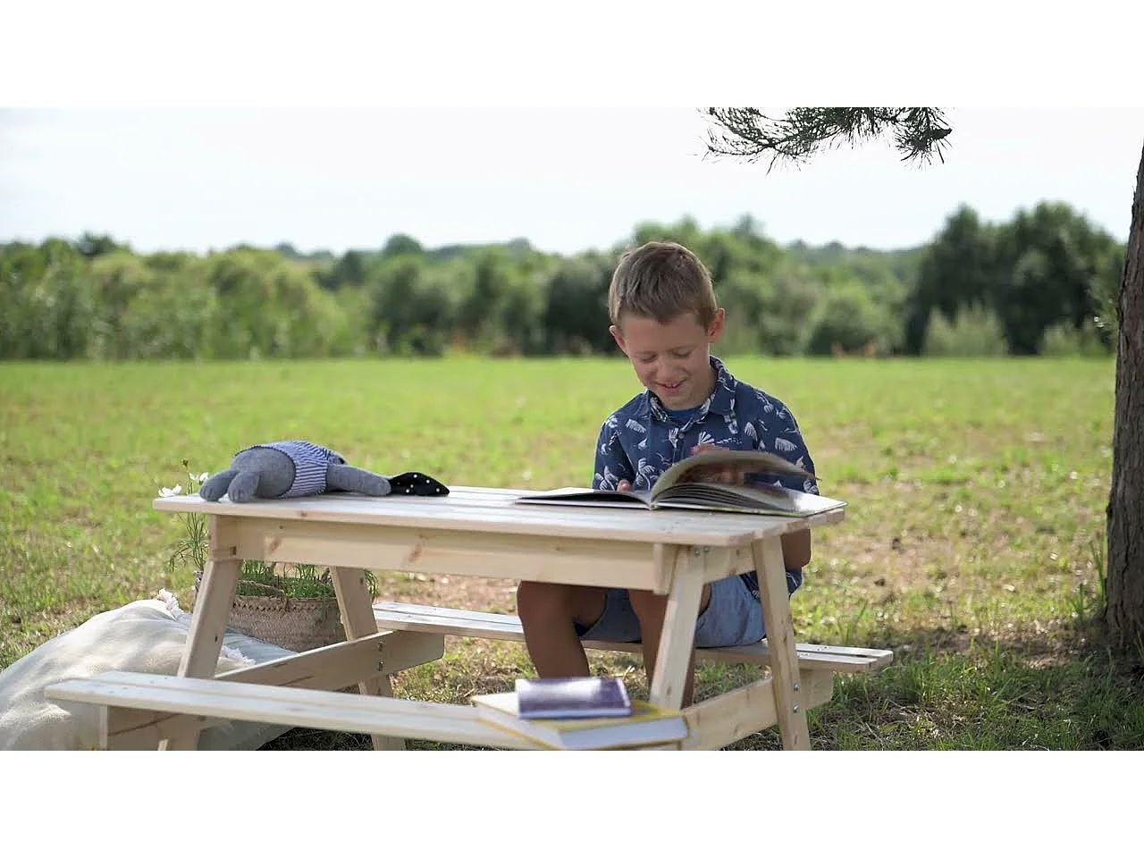 TIMBELA M010-1 Kindertafel voor de tuin - 90x90xH50 cm