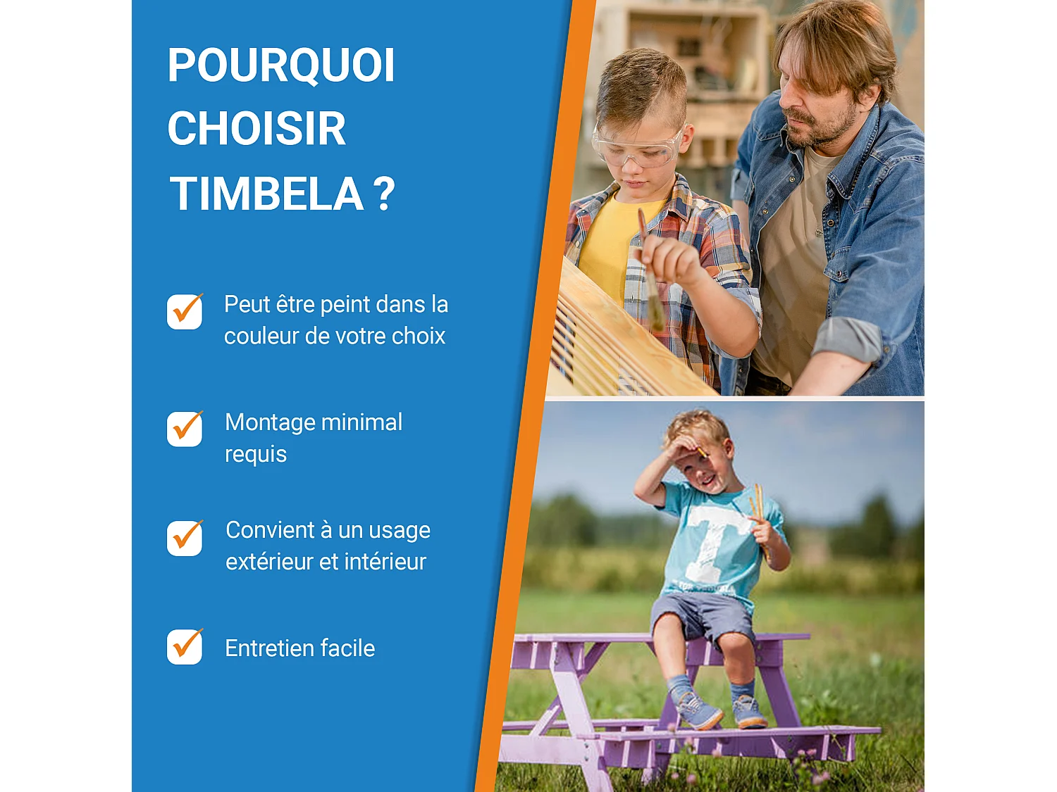 Table enfant pour le jardin - 90x90xH50 cm - M010-1