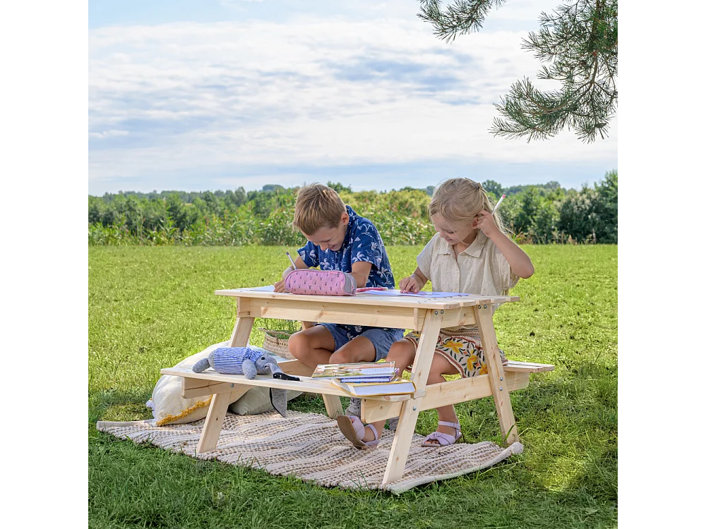 Tavolo da picnic per bambini in legno - L90xL90xA50 cm - M010-1