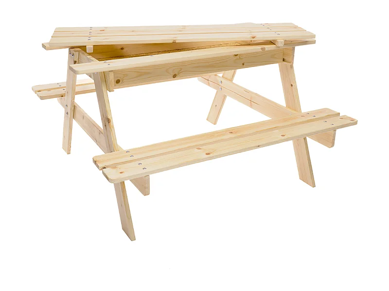 Kinder picknicktafel - picknickbank (onbehandeld) - 90x90xH50 cm - M010-1