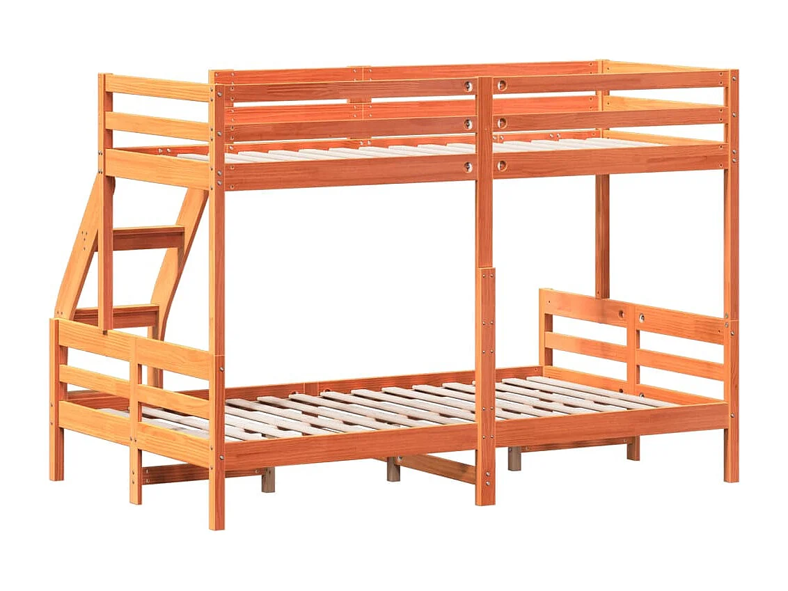 Letto a Castello 90x200/120x200 cm Marrone Cera Massello Pino