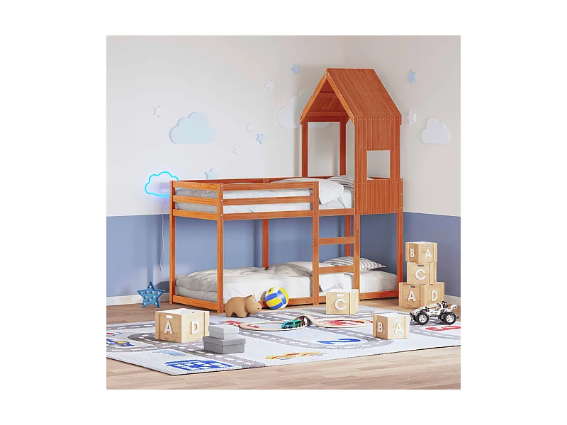 Beliche com telhado 75x190 cm madeira pinho maciça castanho-mel