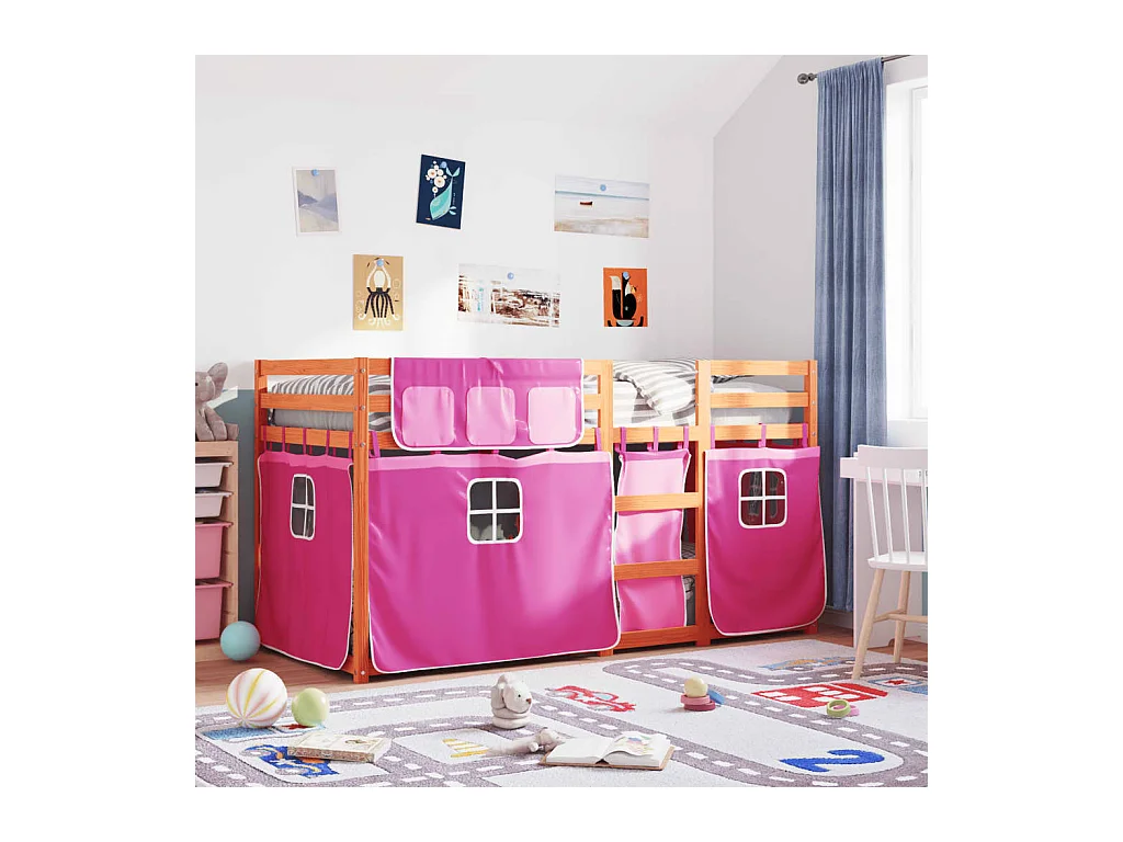 Lit superposé sans matelas rose 80x200 cm bois de pin massif