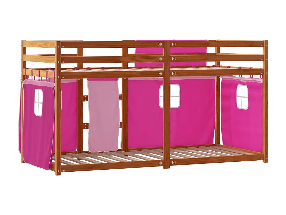 Letto a Castello senza Materasso Rosa 80x200 cm Legno di Pino