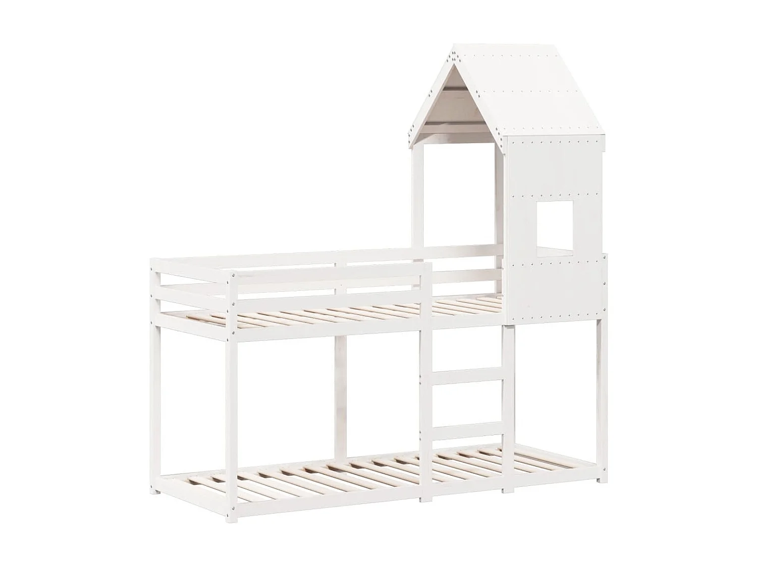 Letto a Castello con Tetto Bianco 80x200 cm Legno Massello Pino