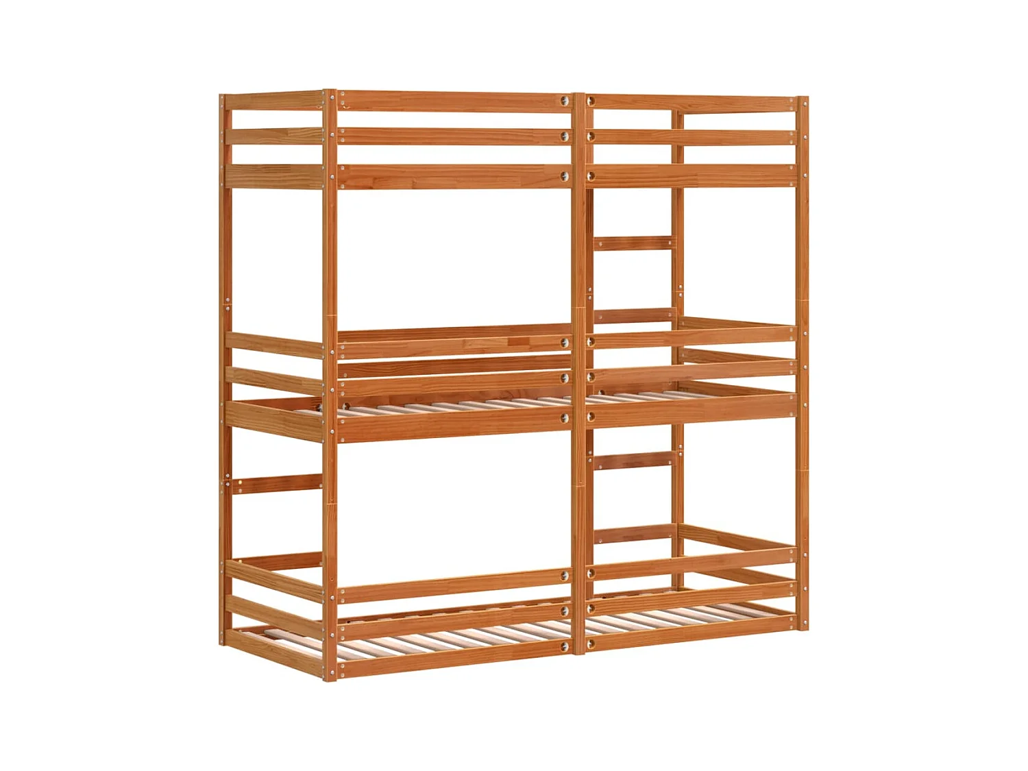 Stapelbed 3-persoons massief grenenhout wasbruin 90x190 cm