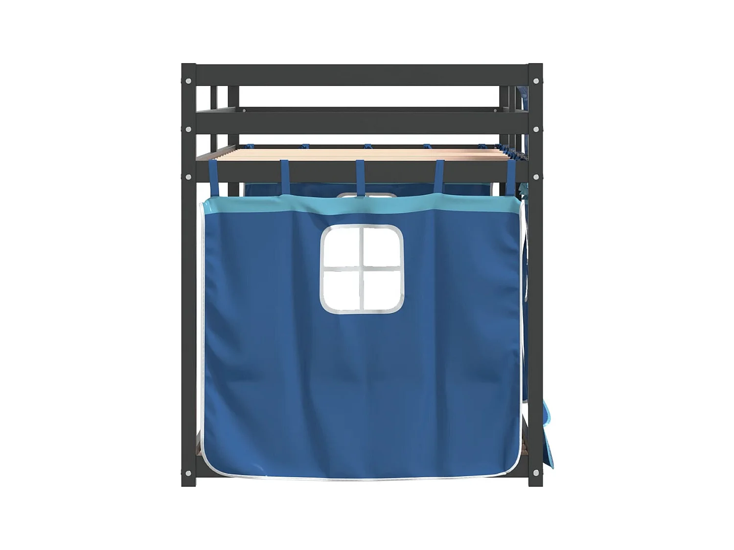 Stapelbed met gordijnen 90x190 cm massief grenenhout blauw