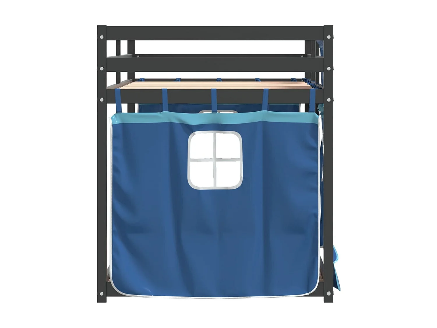 Stapelbed met gordijnen 90x190 cm massief grenenhout blauw