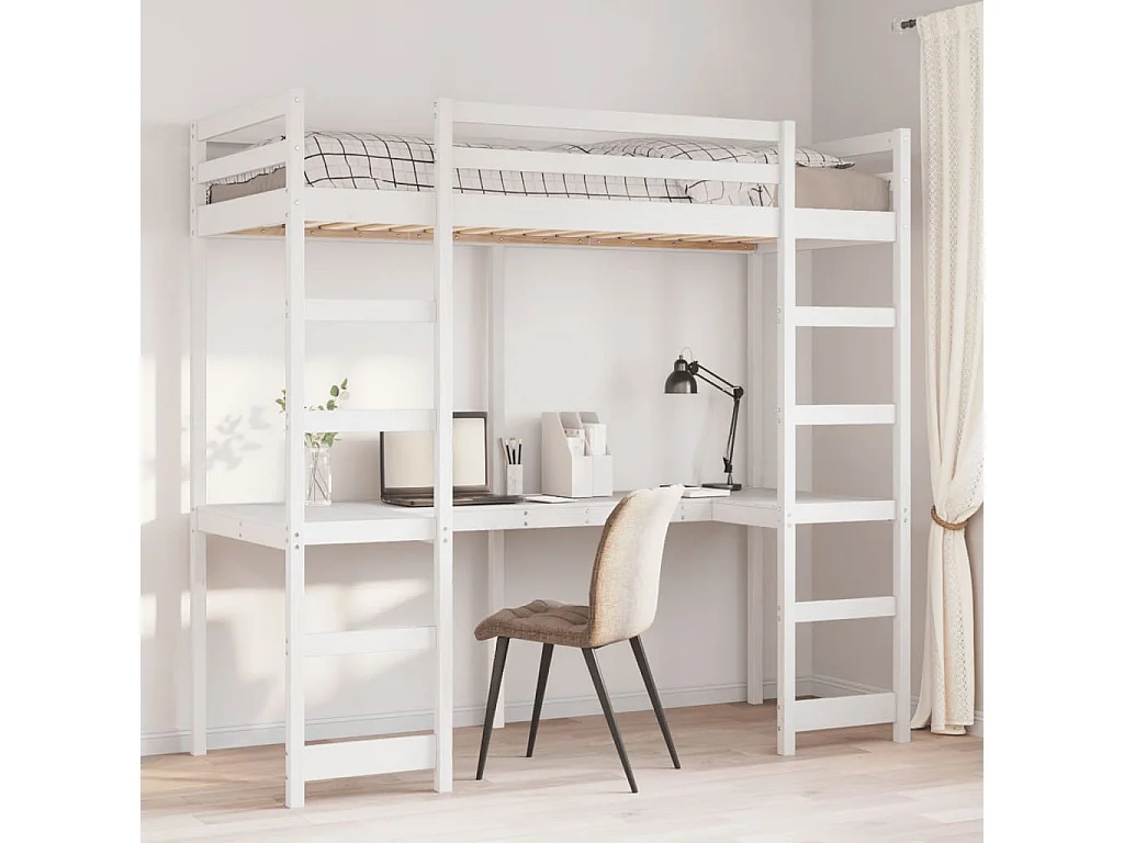 Cadre de lit superposé sans matelas blanc 80x200 cm pin massif