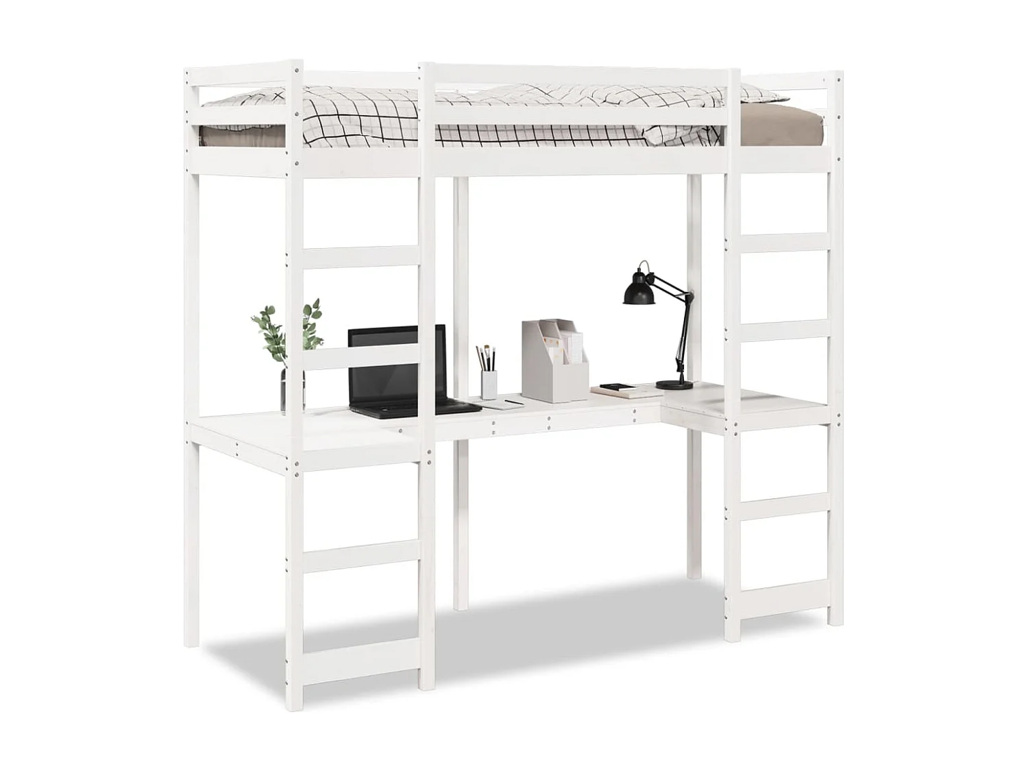 Cadre de lit superposé sans matelas blanc 80x200 cm pin massif