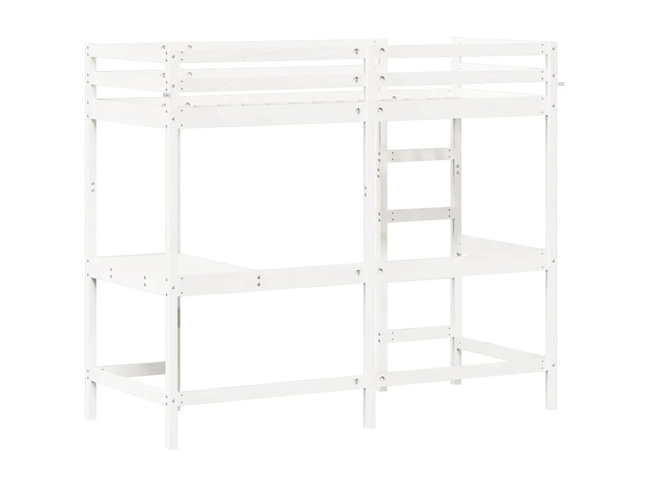 Cama alta com secretária 75x190 cm pinho maciço branco