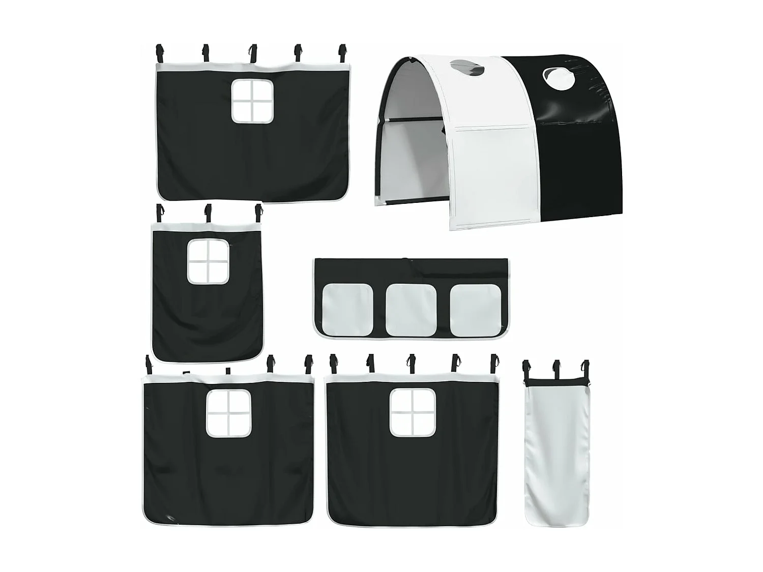 Lit superposé sans matelas avec toboggan blanc noir 90x200 cm