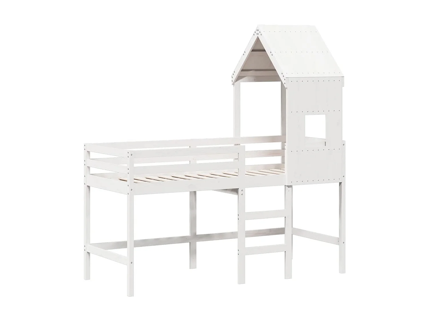 Lit superposé avec échelle et toit sans matelas blanc 90x200 cm