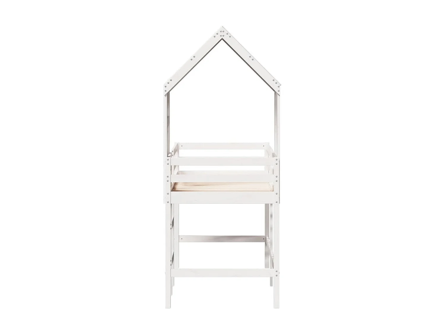 Lit superposé avec échelle et toit sans matelas blanc 90x200 cm
