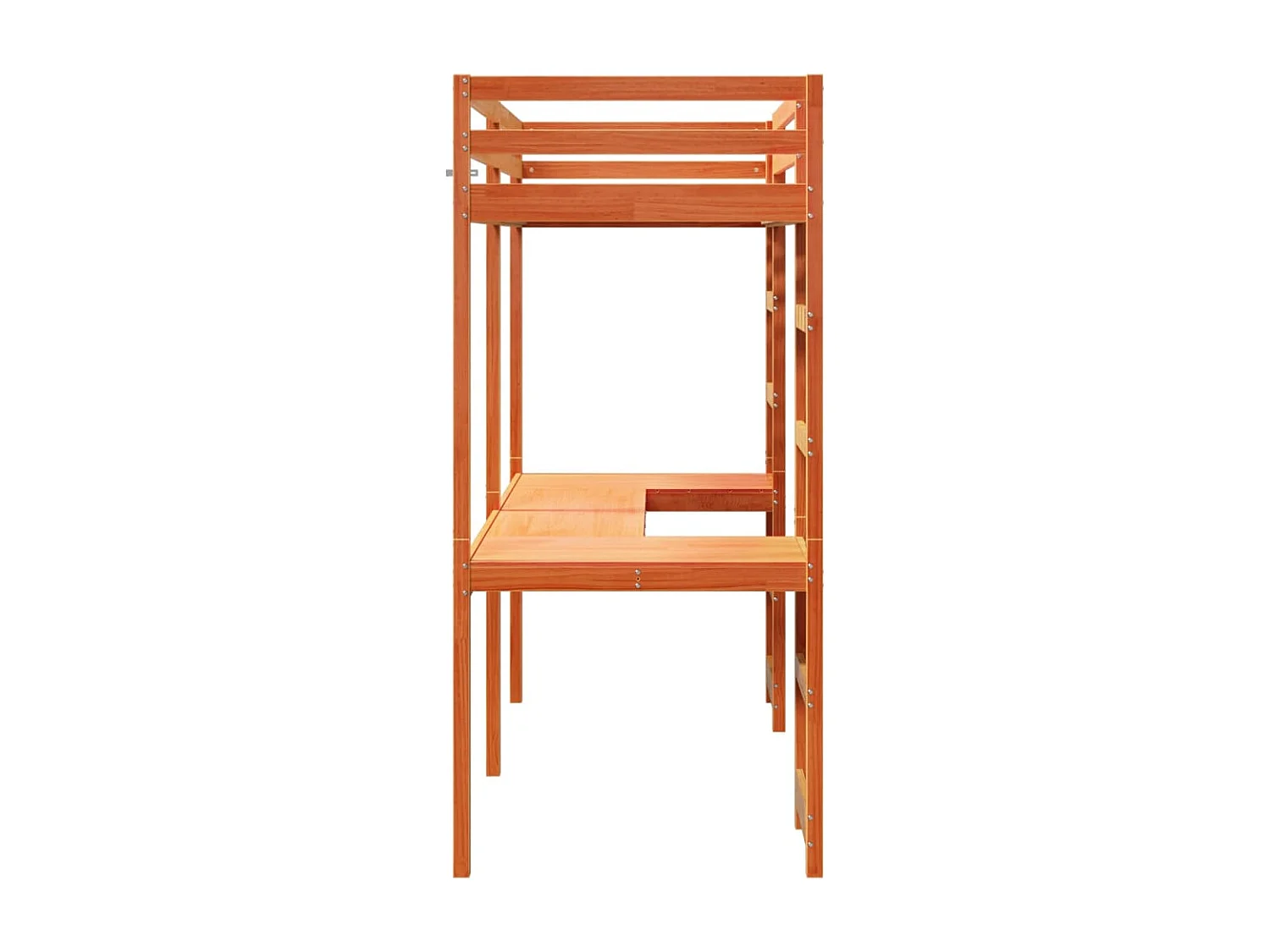 Cama alta sem colchão 90x190 cm pinho maciço castanho-mel