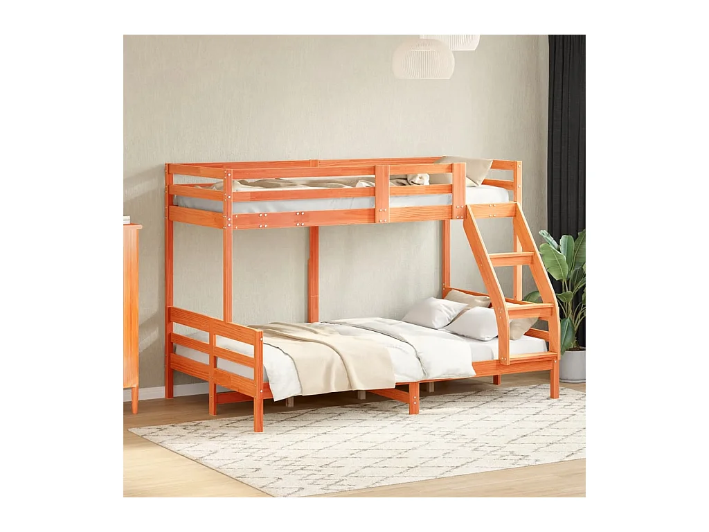 Letto a Castello 80x200/120x200 cm Marrone Cera Massello Pino