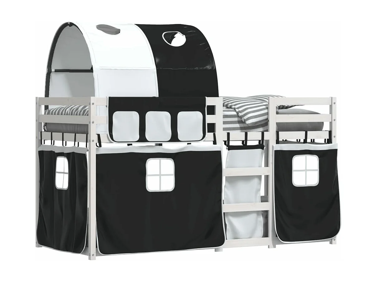 Letto a Castello senza Materasso Bianco e Nero 90x200cm in Pino