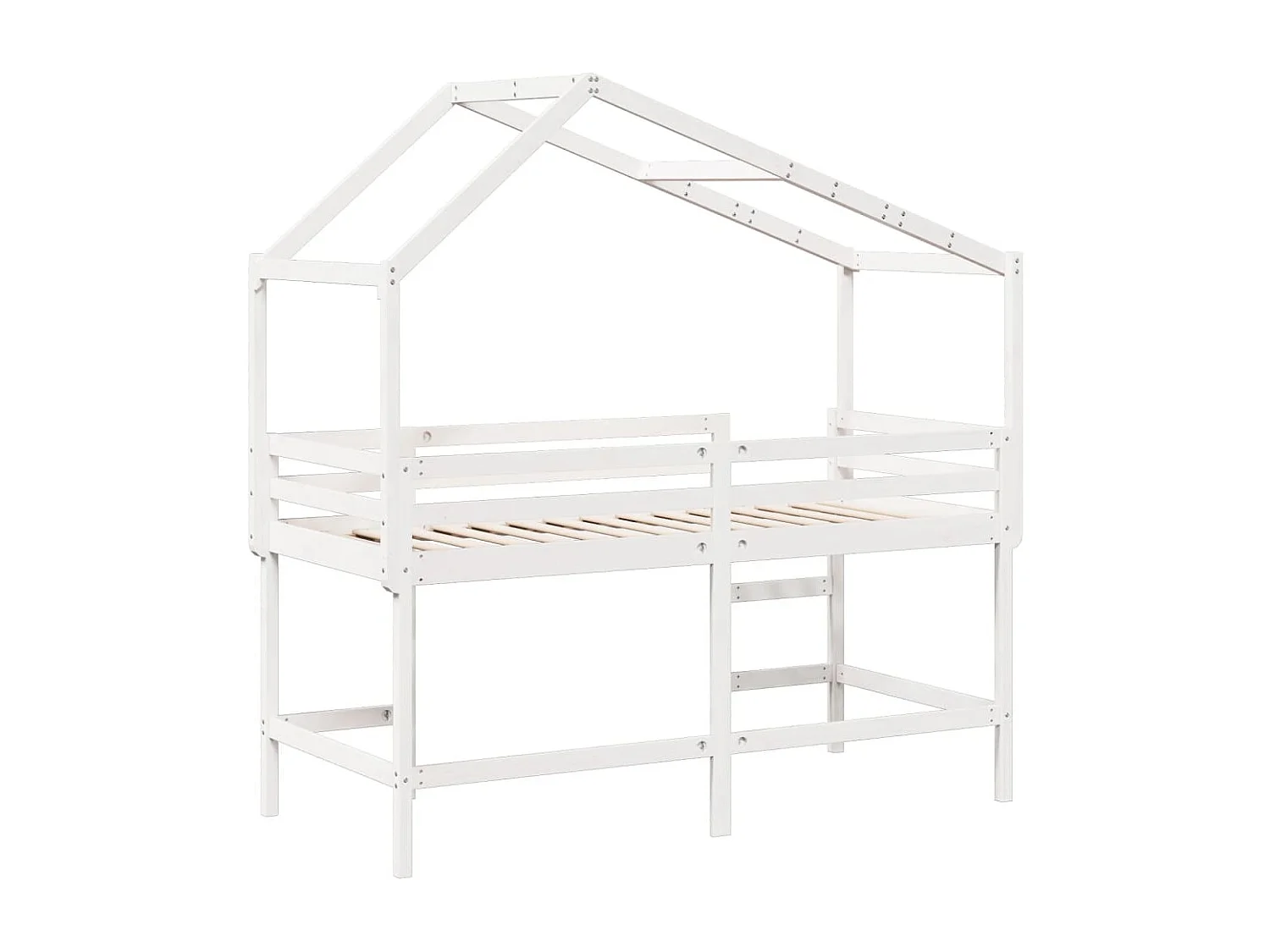 Lit superposé avec échelle et toit sans matelas blanc 90x200 cm