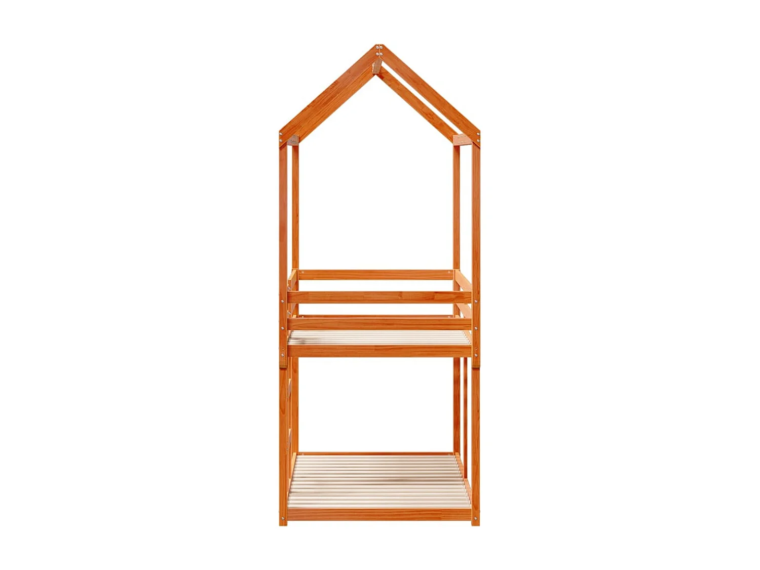 Cama litera con techo madera maciza pino marrón cera 75x190 cm