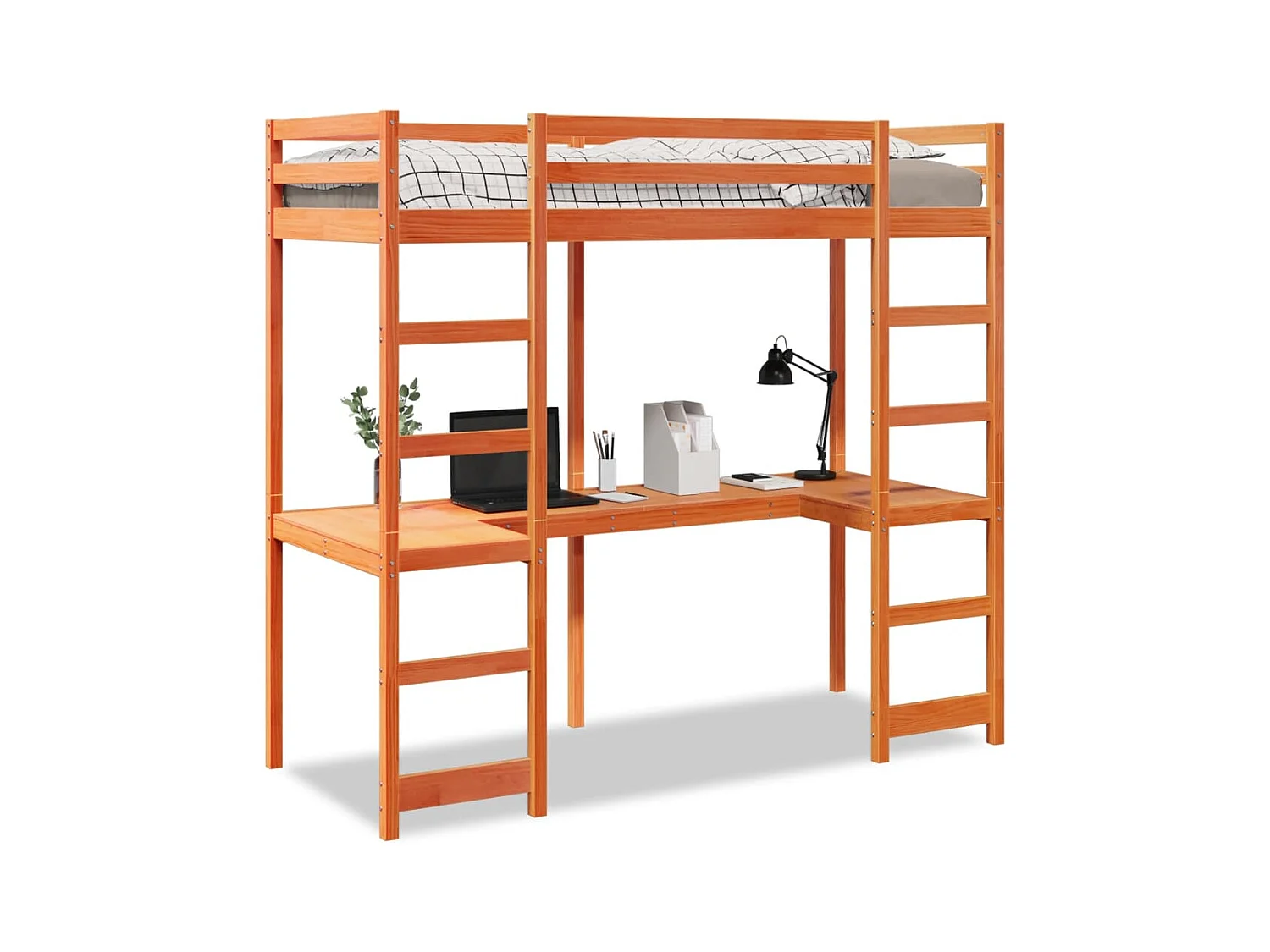 Cadre de lit superposé sans matelas 75x190cm bois de pin massif