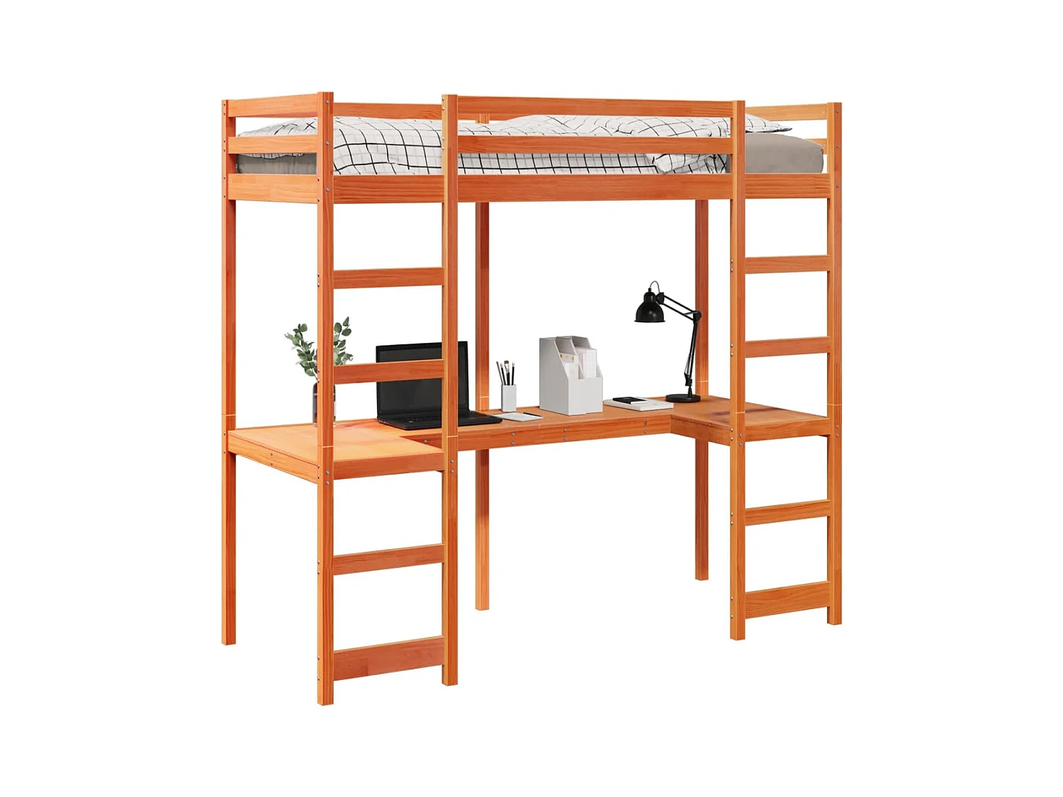 Cadre de lit superposé sans matelas 75x190cm bois de pin massif
