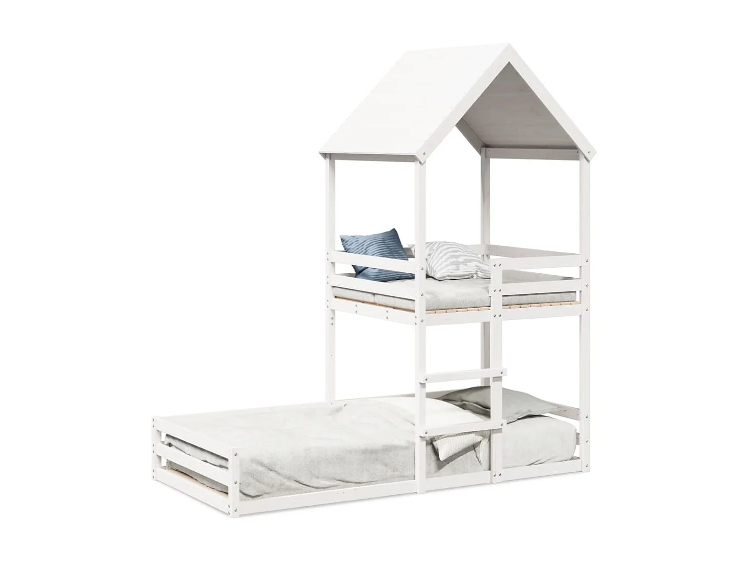 Lit superposé sans matelas blanc 90x200 cm bois de pin massif