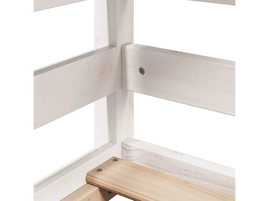 Letto a Castello con Tetto Bianco 90x200 cm in Legno di Pino