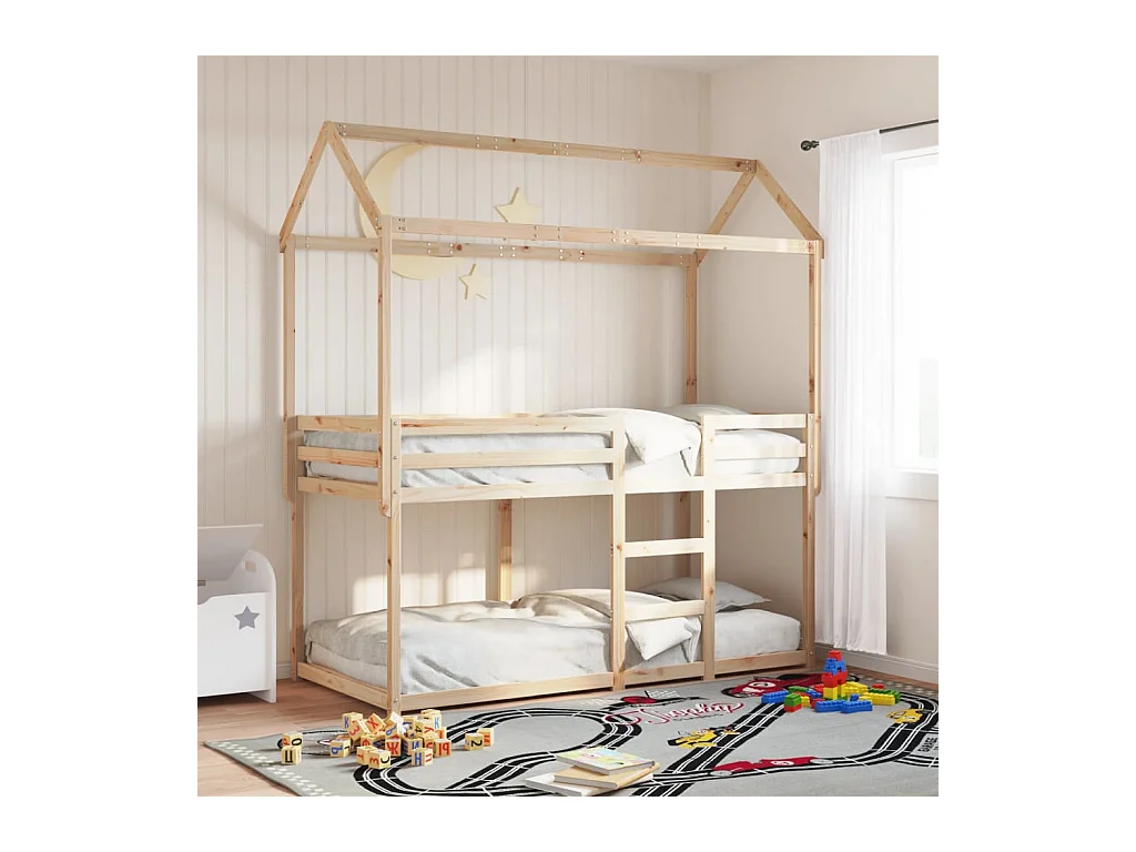 Letto a Castello senza Materasso 90x190 cm Legno di Pino