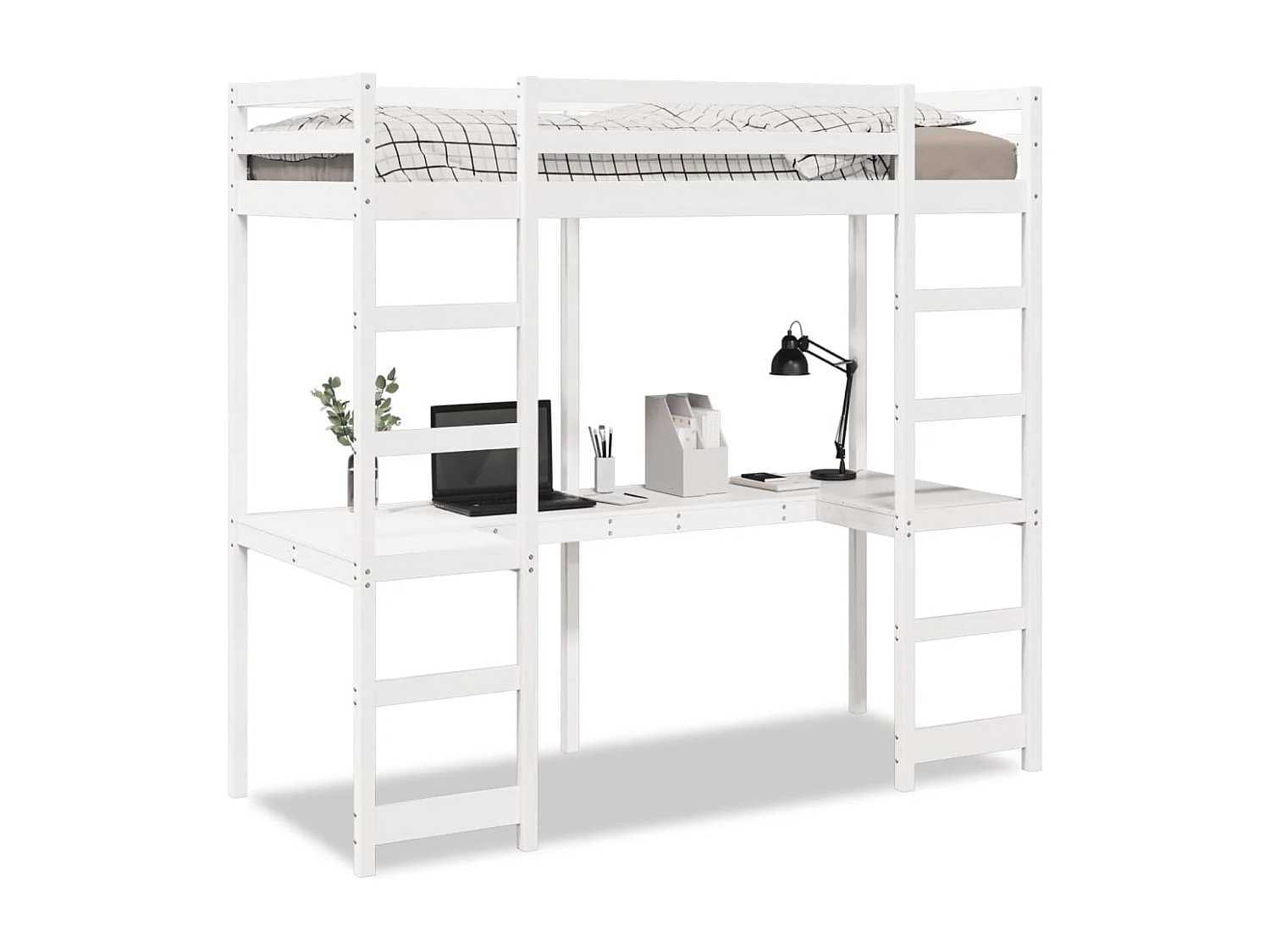Cadre de lit superposé sans matelas blanc 75x190 cm pin massif