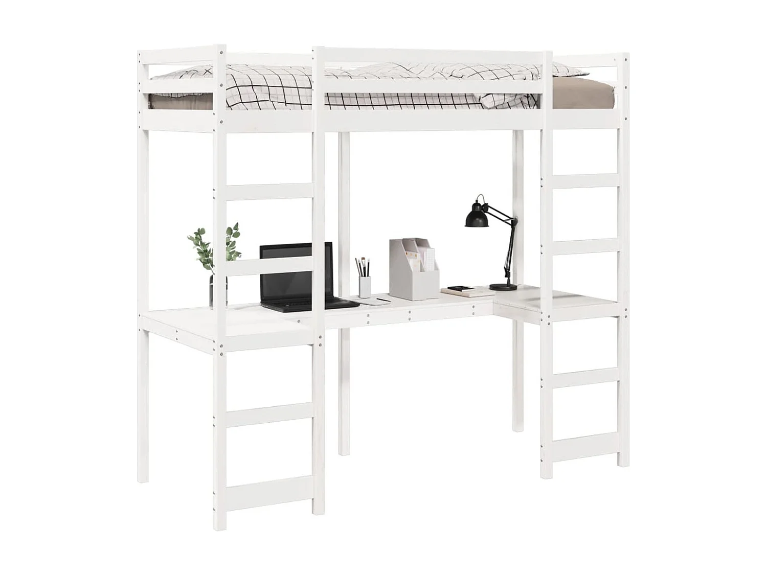 Cadre de lit superposé sans matelas blanc 75x190 cm pin massif