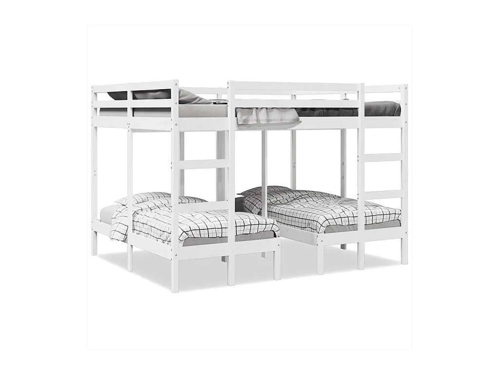 Lit superposé triple blanc 140x200/70x140 cm bois de pin massif