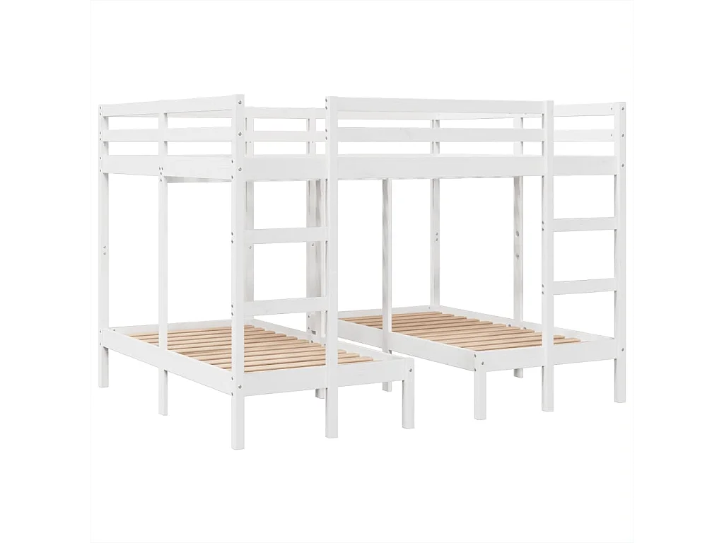 Lit superposé triple blanc 140x200/70x140 cm bois de pin massif