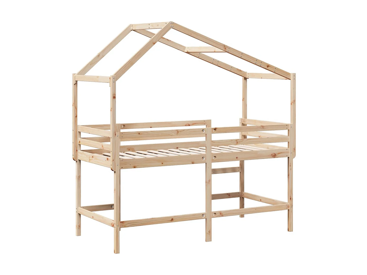 Lit superposé avec échelle et toit sans matelas 90x200 cm