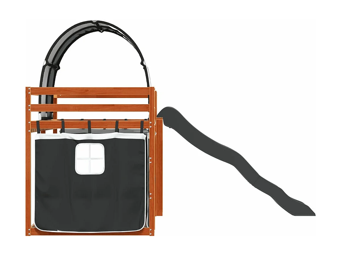 Lit superposé sans matelas avec toboggan blanc noir 90x190 cm