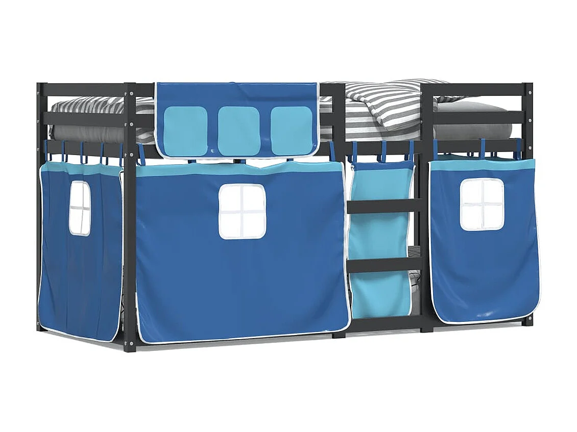 Lit superposé sans matelas bleu 90x200 cm bois de pin massif