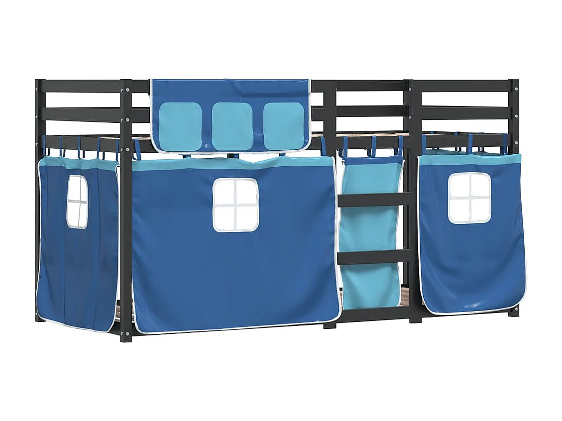 Lit superposé sans matelas bleu 90x200 cm bois de pin massif