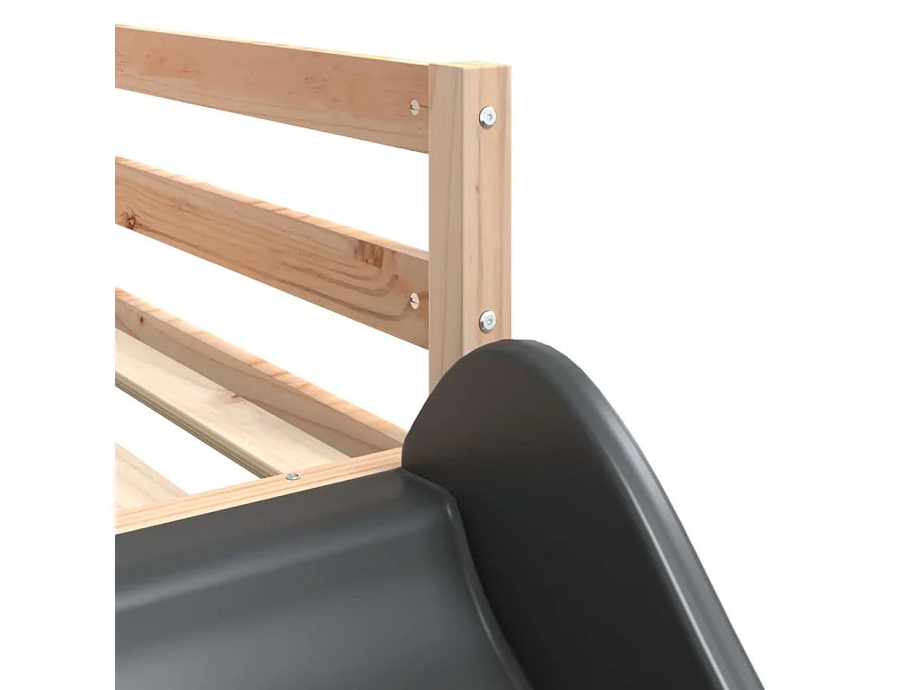 Lit superposé sans matelas avec toboggan et rideaux 90x200 cm