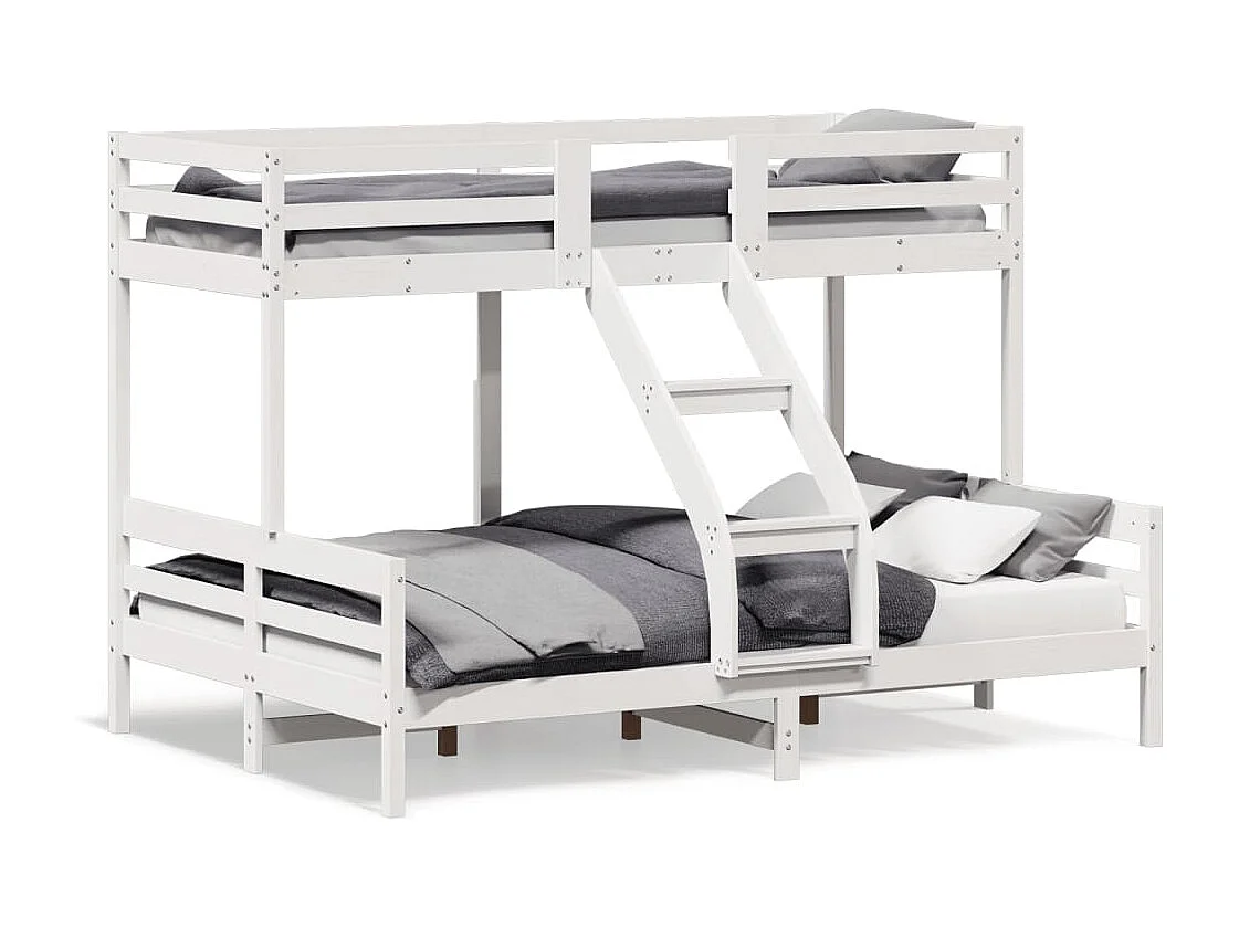 Lit superposé sans matelas 80x200/140x200 cm blanc bois massif