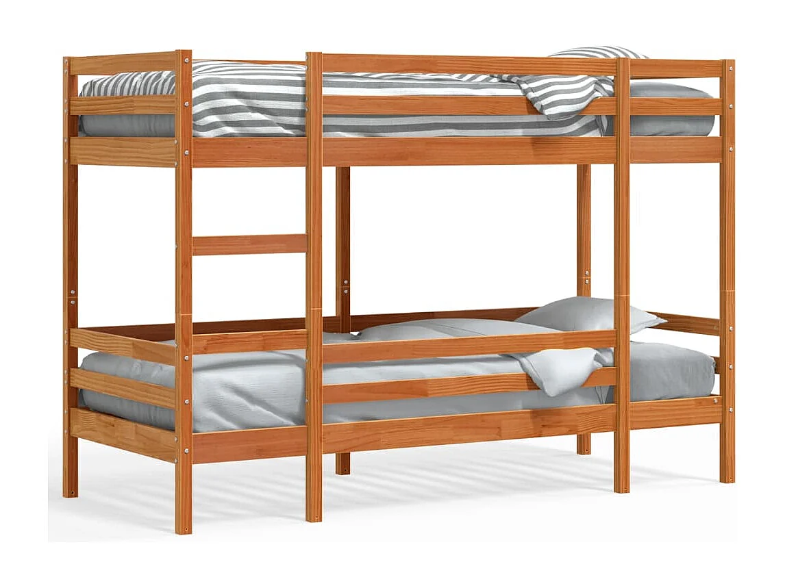 Lit superposé sans matelas cire marron 80x200 cm pin massif