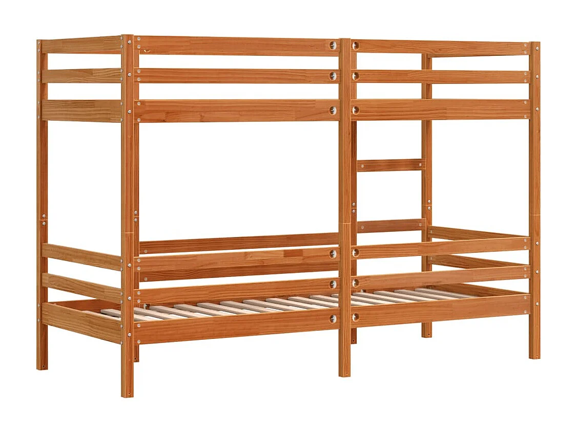 Letto a Castello Marrone Cera 80x200 cm in Legno di Pino