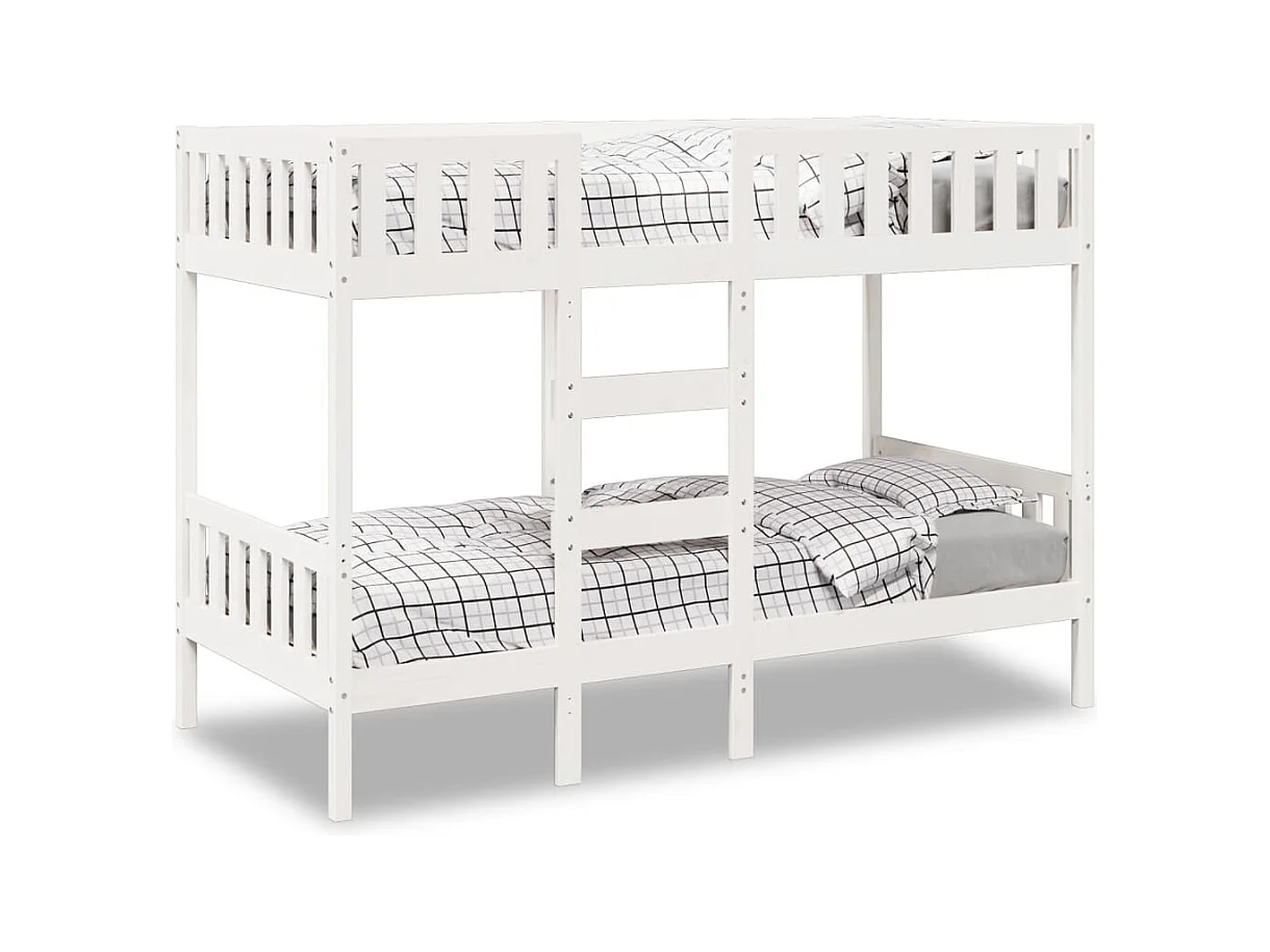 Letto a Castello Bianco 90x200 cm in Legno Massello di Pino