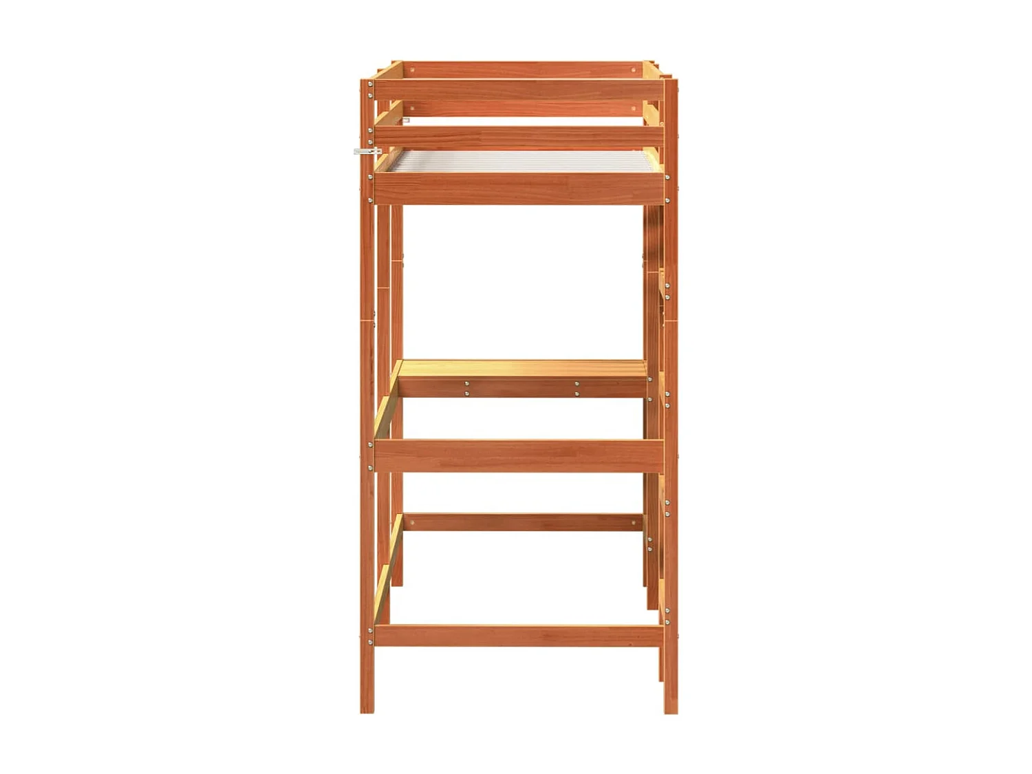 Hochbett mit Schreibtisch Wachsbraun 75x190cm Massivholz Kiefer