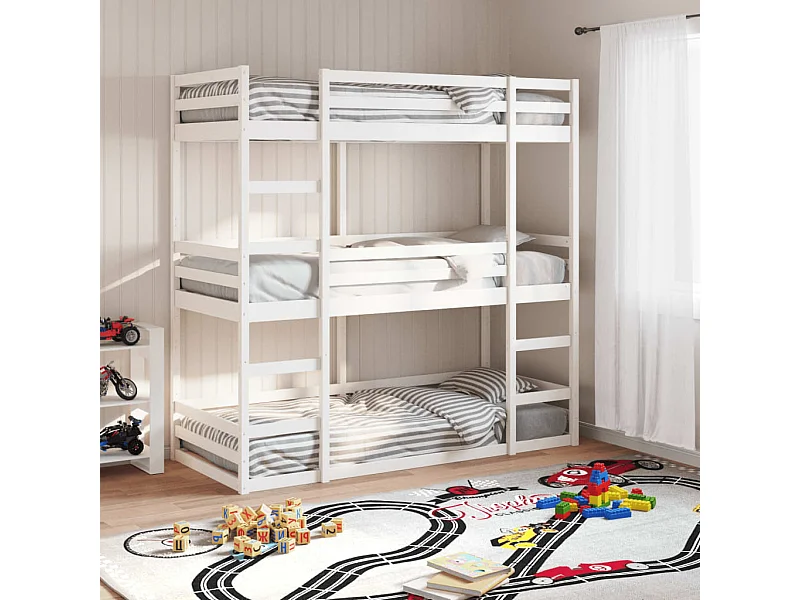 Lit superposé triple sans matelas 80x200 cm bois de pin massif