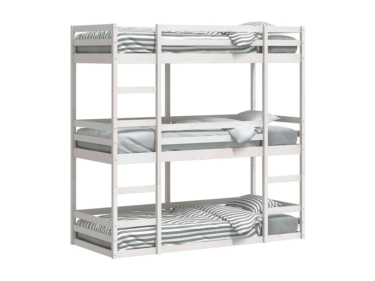 Lit superposé triple sans matelas 80x200 cm bois de pin massif