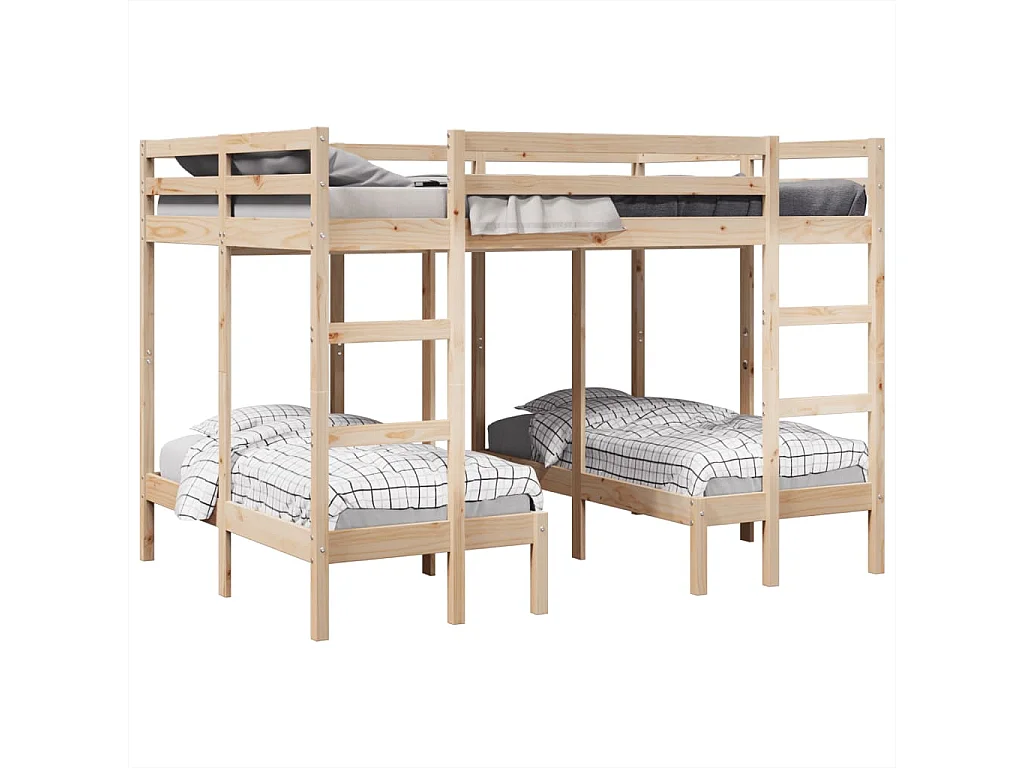 Lit superposé triple 140x200/70x140 cm bois de pin massif
