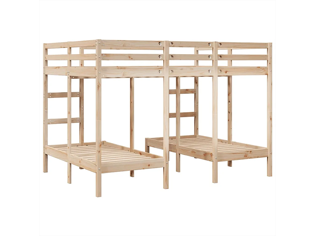 Lit superposé triple 140x200/70x140 cm bois de pin massif