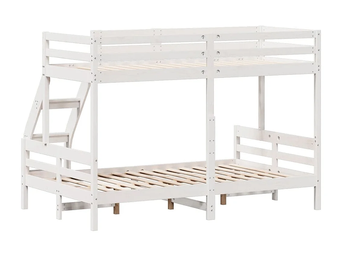 Letto a Castello 80x200/120x200cm Bianco Legno Massello di Pino