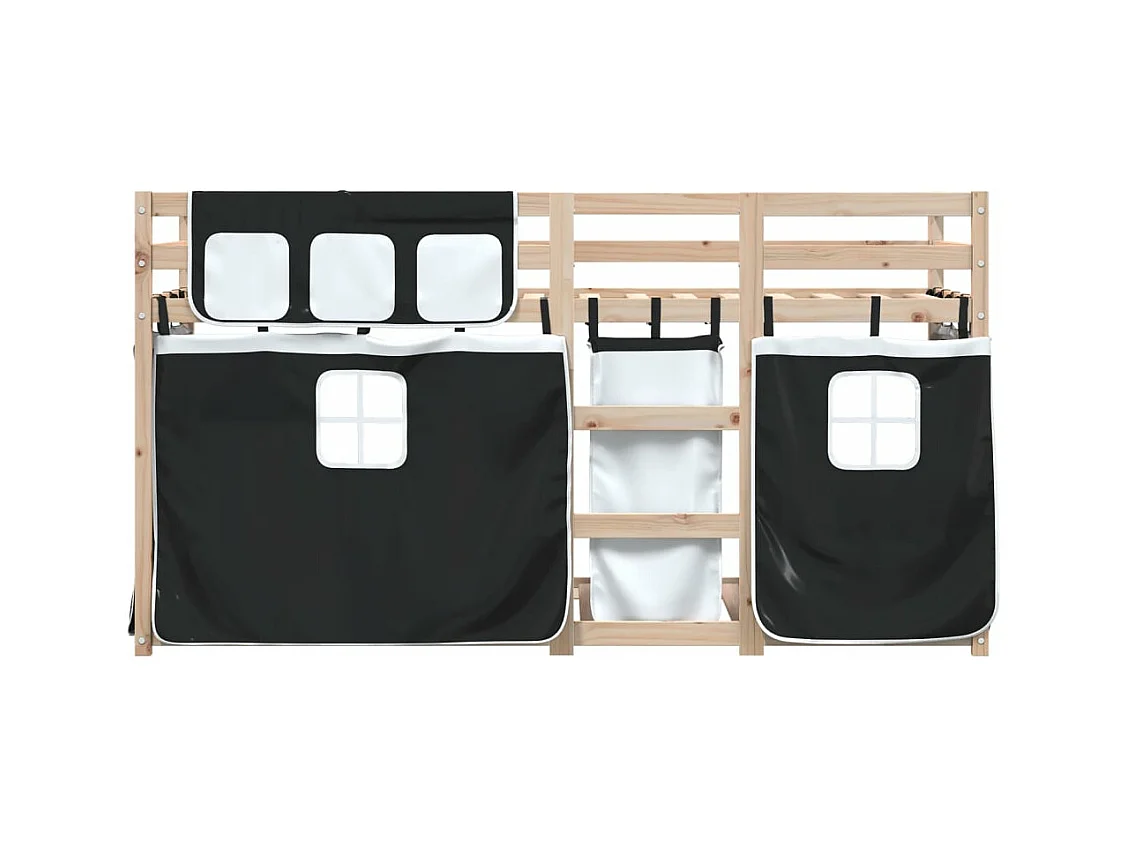 Letto a Castello senza Materasso Bianco e Nero 90x200cm in Pino