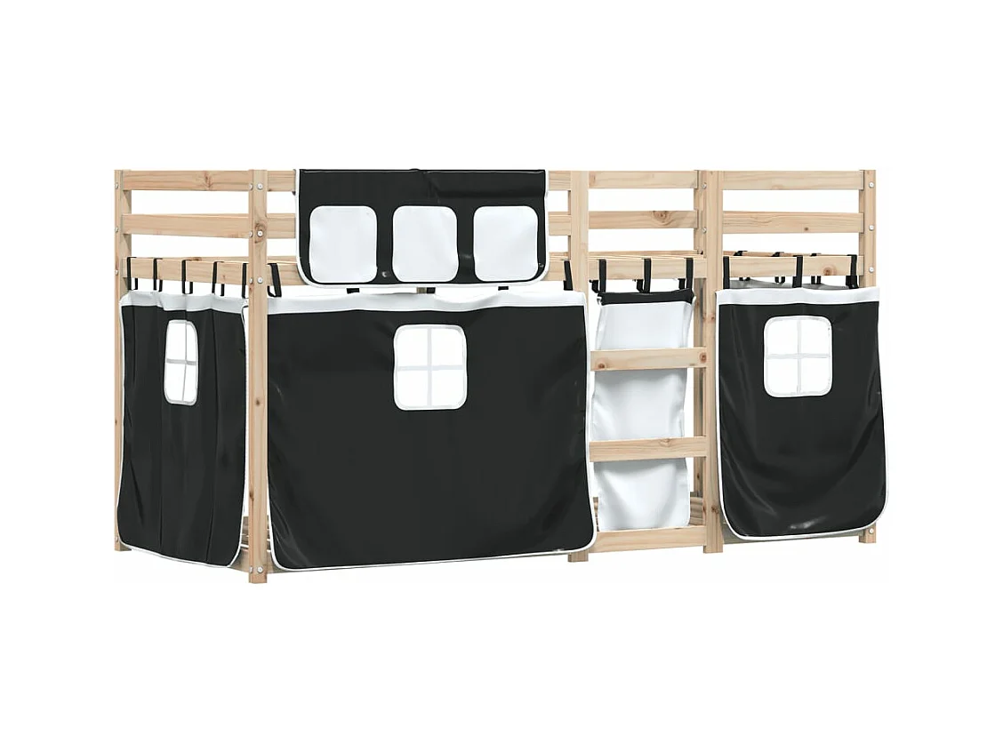 Letto a Castello senza Materasso Bianco e Nero 90x200cm in Pino