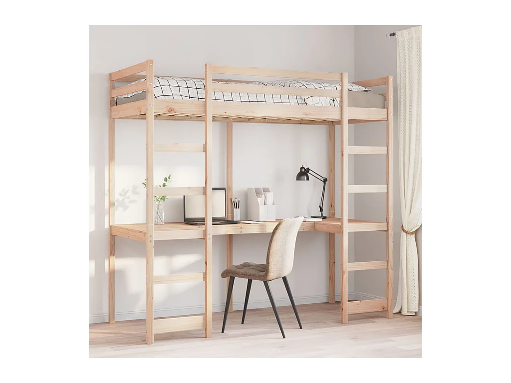 Cadre de lit superposé sans matelas 80x200cm bois massif de pin
